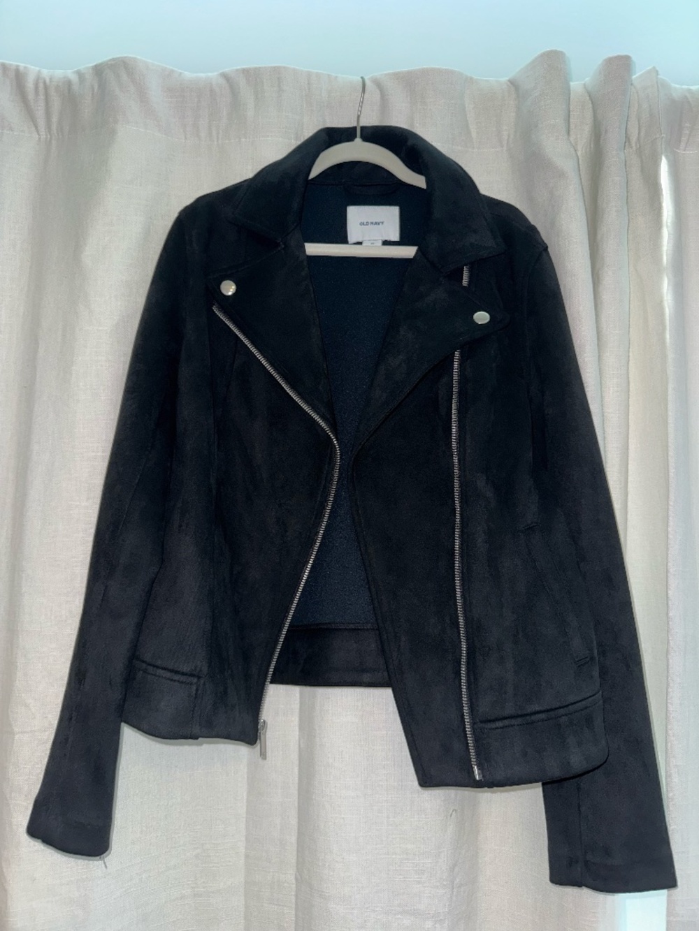 Old Navy Black Suede Zip Up Biker Jacket